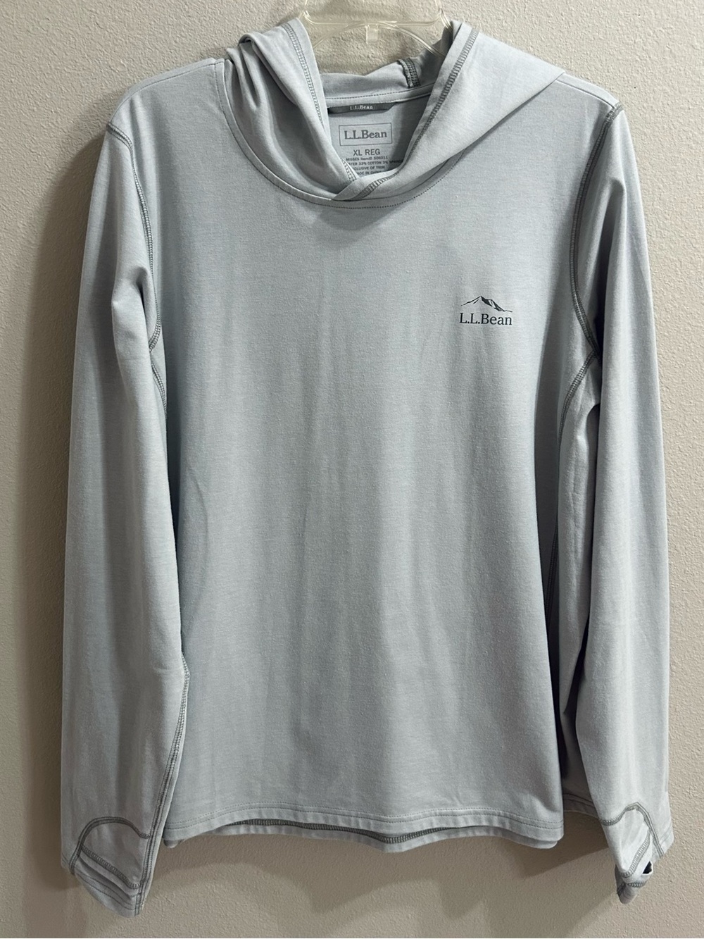 LL Bean Womens Sun Protection Hoodie Base Layer Size XL Gray Outdoor Activewear